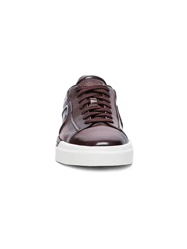 Santoni Men's Finn Leather Low-Top Sneakers - Brown | Thumbnail 6 Santoni Men's Finn Leather Low-Top Sneakers - Brown | Thumbnail 6