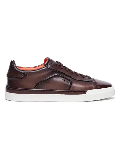 Santoni Men's Finn Leather Low-Top Sneakers - Brown | Thumbnail 1 Santoni Men's Finn Leather Low-Top Sneakers - Brown | Thumbnail 1