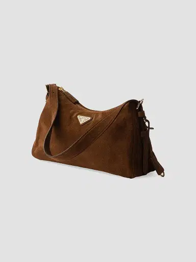 Prada Women's Aimée Medium Suede Shoulder Bag - Dark Brown | Thumbnail 4 Prada Women's Aimée Medium Suede Shoulder Bag - Dark Brown | Thumbnail 4