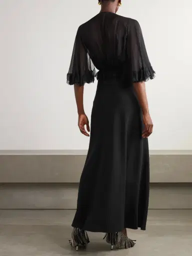 Chloé Ruffled Silk-crepon And Crepe Maxi Dress | Thumbnail 3 Chloé Ruffled Silk-crepon And Crepe Maxi Dress | Thumbnail 3