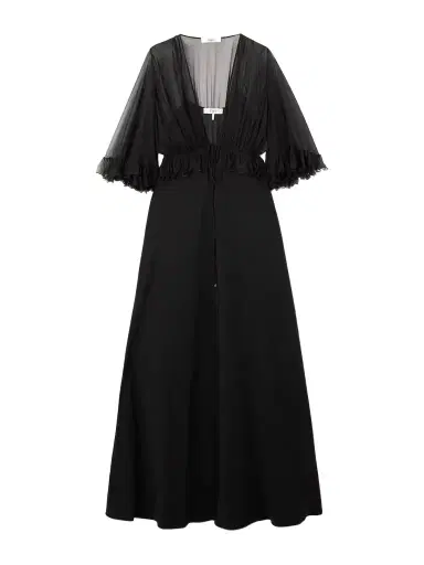 Chloé Ruffled Silk-crepon And Crepe Maxi Dress | Thumbnail 1 Chloé Ruffled Silk-crepon And Crepe Maxi Dress | Thumbnail 1