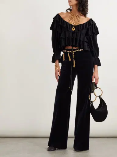 Chloé Cotton-velvet Wide-leg Pants | Thumbnail 2 Chloé Cotton-velvet Wide-leg Pants | Thumbnail 2