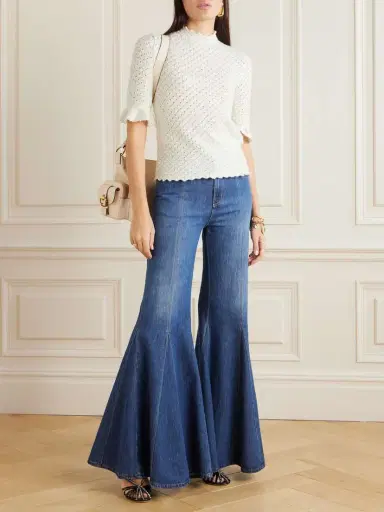 Chloé Scalloped Ruffled Pointelle-knit Wool And Cashmere-blend Top | Thumbnail 2 Chloé Scalloped Ruffled Pointelle-knit Wool And Cashmere-blend Top | Thumbnail 2