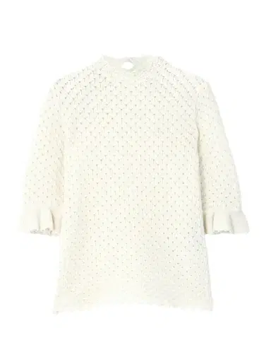 Chloé Scalloped Ruffled Pointelle-knit Wool And Cashmere-blend Top | Thumbnail 1 Chloé Scalloped Ruffled Pointelle-knit Wool And Cashmere-blend Top | Thumbnail 1