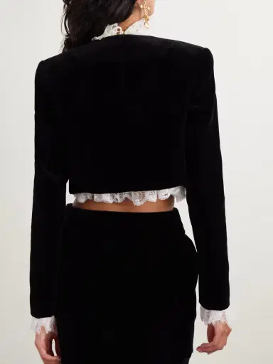 Chloé Cropped Scalloped Silk-velour Jacket | Thumbnail 3 Chloé Cropped Scalloped Silk-velour Jacket | Thumbnail 3