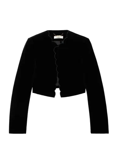 Chloé Cropped Scalloped Silk-velour Jacket | Thumbnail 1 Chloé Cropped Scalloped Silk-velour Jacket | Thumbnail 1