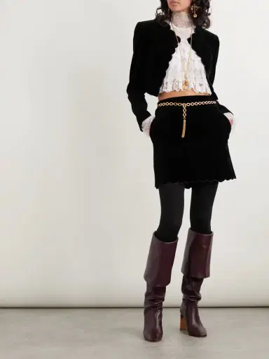 Chloé Scalloped Velvet Mini Skirt | Thumbnail 2 Chloé Scalloped Velvet Mini Skirt | Thumbnail 2