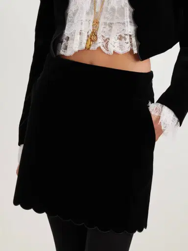 Chloé Scalloped Velvet Mini Skirt | Thumbnail 3 Chloé Scalloped Velvet Mini Skirt | Thumbnail 3
