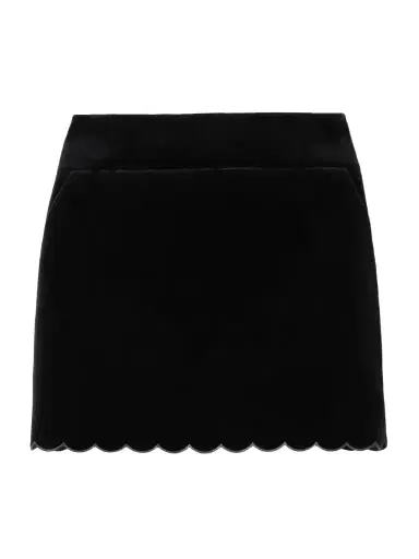 Chloé Scalloped Velvet Mini Skirt | Thumbnail 1 Chloé Scalloped Velvet Mini Skirt | Thumbnail 1