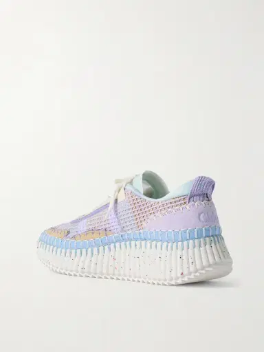 Chloé Nama Embroidered Suede And Mesh Sneakers | Thumbnail 3 Chloé Nama Embroidered Suede And Mesh Sneakers | Thumbnail 3