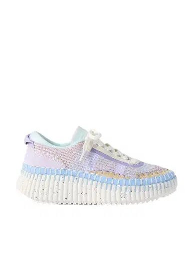 Chloé Nama Embroidered Suede And Mesh Sneakers | Thumbnail 1 Chloé Nama Embroidered Suede And Mesh Sneakers | Thumbnail 1