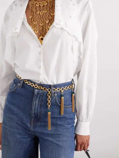 Chloé Fringed Crystal-embellished Gold-tone Belt | Thumbnail 2 Chloé Fringed Crystal-embellished Gold-tone Belt | Thumbnail 2