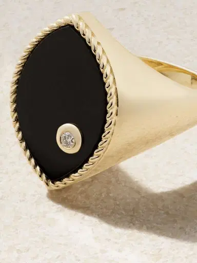 Yvonne Léon Chevalière Marquise 9-karat Gold, Onyx And Diamond Signet Ring | Thumbnail 4 Yvonne Léon Chevalière Marquise 9-karat Gold, Onyx And Diamond Signet Ring | Thumbnail 4
