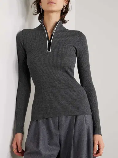 Brunello Cucinelli Bead-embellished Ribbed Wool Turtleneck Top | Thumbnail 3 Brunello Cucinelli Bead-embellished Ribbed Wool Turtleneck Top | Thumbnail 3