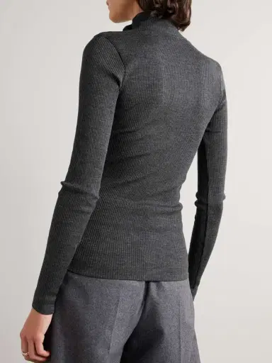 Brunello Cucinelli Bead-embellished Ribbed Wool Turtleneck Top | Thumbnail 4 Brunello Cucinelli Bead-embellished Ribbed Wool Turtleneck Top | Thumbnail 4