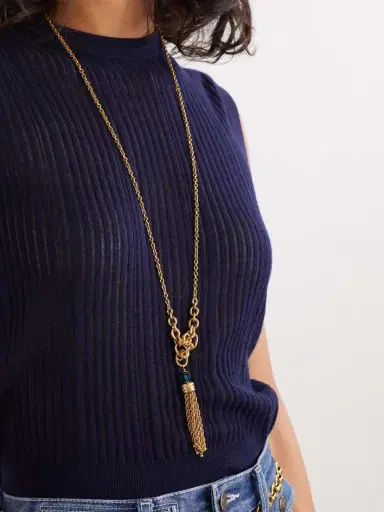 Chloé Bead-embellished Tassel Gold-tone Necklace | Thumbnail 2 Chloé Bead-embellished Tassel Gold-tone Necklace | Thumbnail 2