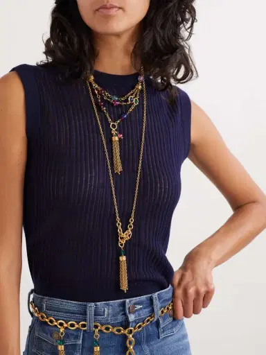 Chloé Bead-embellished Tassel Gold-tone Necklace | Thumbnail 5 Chloé Bead-embellished Tassel Gold-tone Necklace | Thumbnail 5