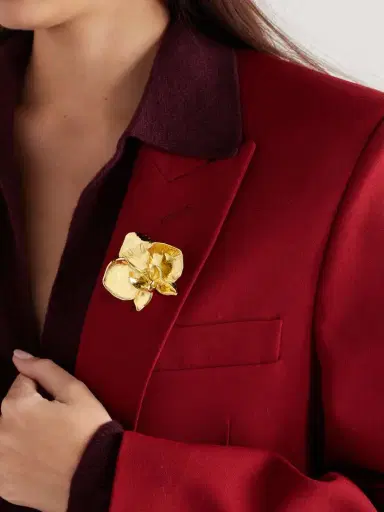 Oscar de la Renta Orchid Gold-tone Brooch | Thumbnail 2 Oscar de la Renta Orchid Gold-tone Brooch | Thumbnail 2