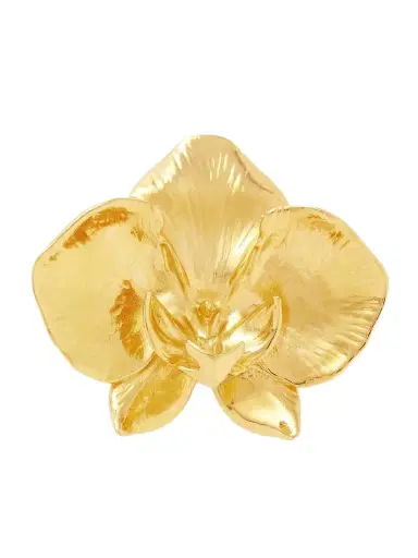 Oscar de la Renta Orchid Gold-tone Brooch | Thumbnail 1 Oscar de la Renta Orchid Gold-tone Brooch | Thumbnail 1