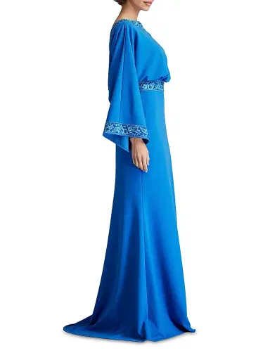 Tadashi Shoji Women's Embroidered Blouson Cowl-Back Gown - Blue Gaze | Thumbnail 4 Tadashi Shoji Women's Embroidered Blouson Cowl-Back Gown - Blue Gaze | Thumbnail 4