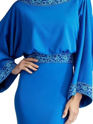 Tadashi Shoji Women's Embroidered Blouson Cowl-Back Gown - Blue Gaze | Thumbnail 6 Tadashi Shoji Women's Embroidered Blouson Cowl-Back Gown - Blue Gaze | Thumbnail 6