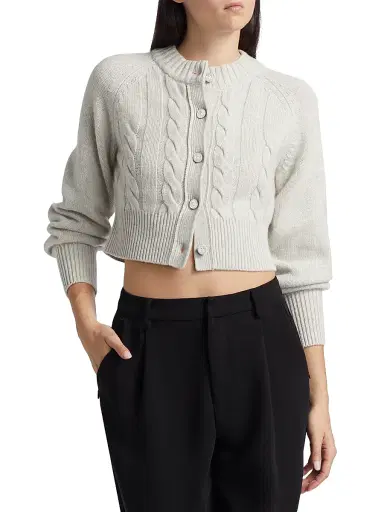 Toccin Women's Rita Wool-Cashmere Crop Cardigan - Soft Gray | Thumbnail 3 Toccin Women's Rita Wool-Cashmere Crop Cardigan - Soft Gray | Thumbnail 3