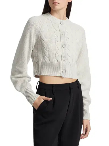 Toccin Women's Rita Wool-Cashmere Crop Cardigan - Soft Gray | Thumbnail 4 Toccin Women's Rita Wool-Cashmere Crop Cardigan - Soft Gray | Thumbnail 4