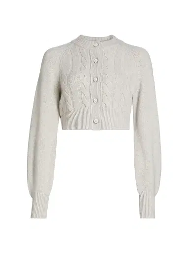 Toccin Women's Rita Wool-Cashmere Crop Cardigan - Soft Gray | Thumbnail 1 Toccin Women's Rita Wool-Cashmere Crop Cardigan - Soft Gray | Thumbnail 1