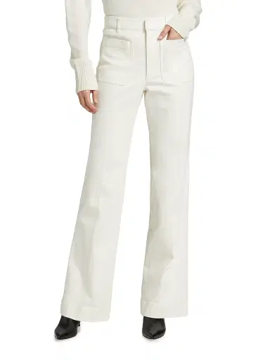 TANYA TAYLOR Women's Nicole Stretch-Twill Flare Pants - Chalk - Size 12 | Thumbnail 3 TANYA TAYLOR Women's Nicole Stretch-Twill Flare Pants - Chalk - Size 12 | Thumbnail 3