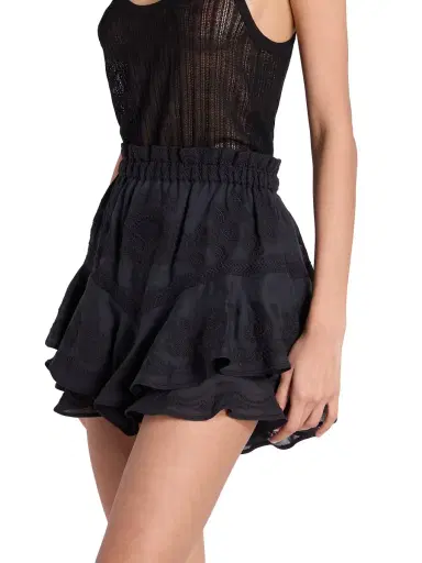 Isabel Marant Women's Elsa Embroidered Ruffled Miniskirt - Black | Thumbnail 2 Isabel Marant Women's Elsa Embroidered Ruffled Miniskirt - Black | Thumbnail 2