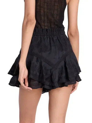 Isabel Marant Women's Elsa Embroidered Ruffled Miniskirt - Black | Thumbnail 3 Isabel Marant Women's Elsa Embroidered Ruffled Miniskirt - Black | Thumbnail 3