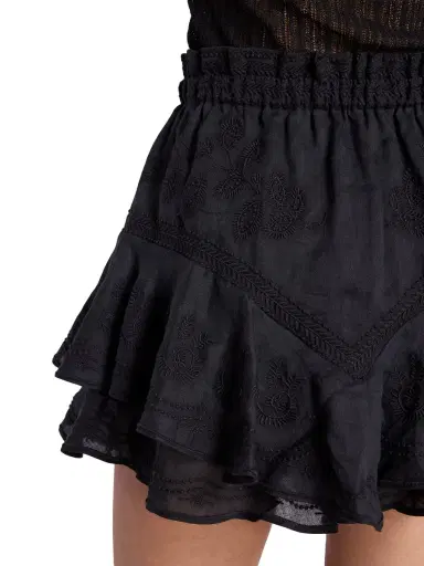 Isabel Marant Women's Elsa Embroidered Ruffled Miniskirt - Black | Thumbnail 4 Isabel Marant Women's Elsa Embroidered Ruffled Miniskirt - Black | Thumbnail 4