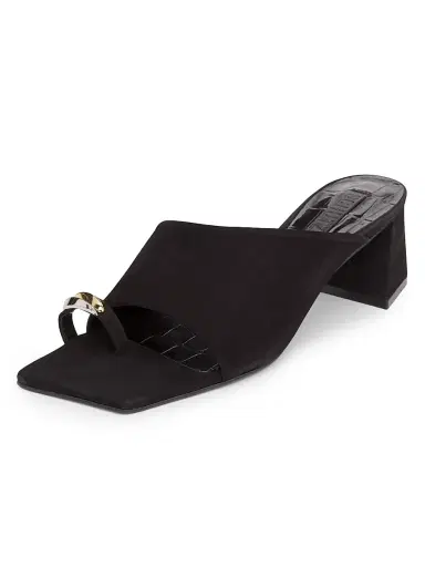 Schutz Women's Jodie Embellished Suede Block-Heel Mules - Black | Thumbnail 2 Schutz Women's Jodie Embellished Suede Block-Heel Mules - Black | Thumbnail 2