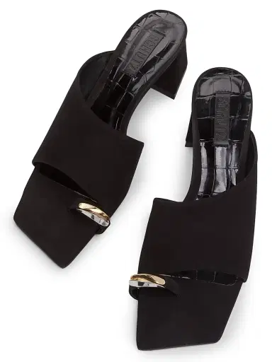 Schutz Women's Jodie Embellished Suede Block-Heel Mules - Black | Thumbnail 4 Schutz Women's Jodie Embellished Suede Block-Heel Mules - Black | Thumbnail 4