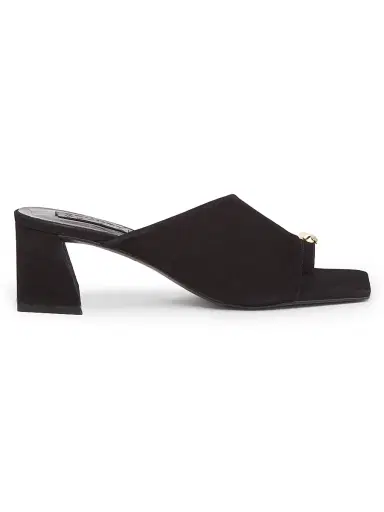 Schutz Women's Jodie Embellished Suede Block-Heel Mules - Black | Thumbnail 1 Schutz Women's Jodie Embellished Suede Block-Heel Mules - Black | Thumbnail 1
