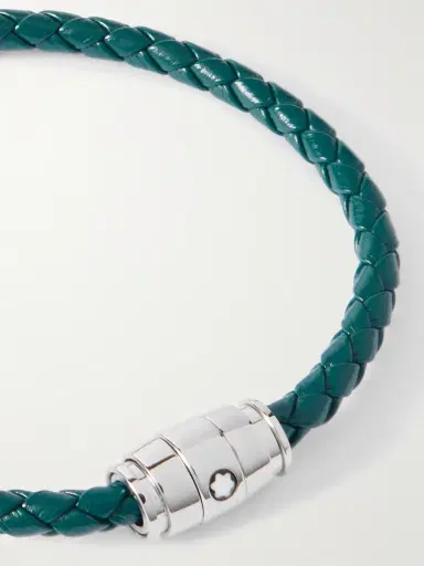 Montblanc Meisterstück 3-Ring Stainless Steel and Woven Leather Bracelet - Men | Thumbnail 4 Montblanc Meisterstück 3-Ring Stainless Steel and Woven Leather Bracelet - Men | Thumbnail 4