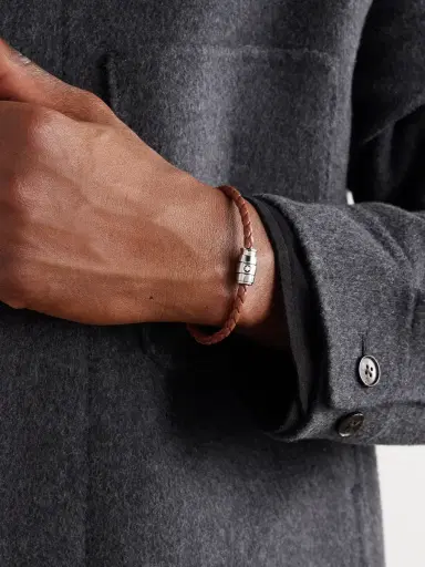 Montblanc Meisterstück 3-Ring Stainless Steel and Woven Leather Bracelet - Men | Thumbnail 2 Montblanc Meisterstück 3-Ring Stainless Steel and Woven Leather Bracelet - Men | Thumbnail 2