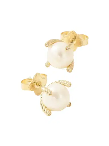 David Yurman Cable Collectibles 18-karat Gold, Pearl And Diamond Earrings | Thumbnail 1 David Yurman Cable Collectibles 18-karat Gold, Pearl And Diamond Earrings | Thumbnail 1