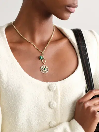 Sydney Evan Open Icon 14-karat Gold, Malachite And Diamond Necklace | Thumbnail 2 Sydney Evan Open Icon 14-karat Gold, Malachite And Diamond Necklace | Thumbnail 2