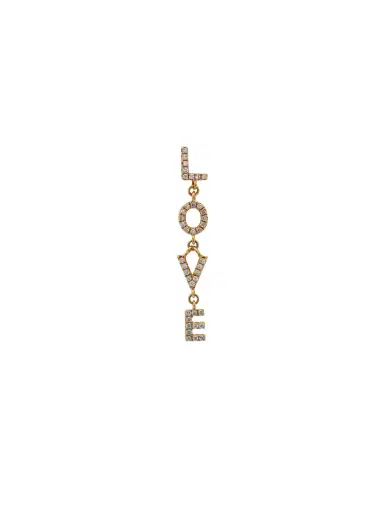 Wish Fine Jewelry 0.16ct Diamond 18K Gold Love Single Dangle Drop Earrings | Thumbnail 2 Wish Fine Jewelry 0.16ct Diamond 18K Gold Love Single Dangle Drop Earrings | Thumbnail 2
