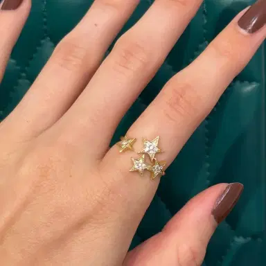 Wish Fine Jewelry 0.19ct Diamond 18K Gold Stars Ring | Thumbnail 3 Wish Fine Jewelry 0.19ct Diamond 18K Gold Stars Ring | Thumbnail 3