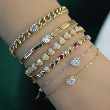 Wish Fine Jewelry 0.20ct Diamond 18K Gold Heart Chain Bracelet | Thumbnail 3 Wish Fine Jewelry 0.20ct Diamond 18K Gold Heart Chain Bracelet | Thumbnail 3
