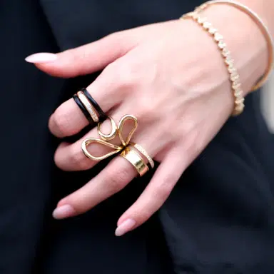 Wish Fine Jewelry 0.24ct Diamond 14K Gold Double Ring | Thumbnail 2 Wish Fine Jewelry 0.24ct Diamond 14K Gold Double Ring | Thumbnail 2