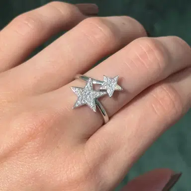 Wish Fine Jewelry 0.30ct Diamond 18K Gold Double Star Ring | Thumbnail 2 Wish Fine Jewelry 0.30ct Diamond 18K Gold Double Star Ring | Thumbnail 2