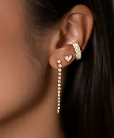 Wish Fine Jewelry 0.48ct Diamond 18K Gold Invisible Set Heart Stud Earrings | Thumbnail 2 Wish Fine Jewelry 0.48ct Diamond 18K Gold Invisible Set Heart Stud Earrings | Thumbnail 2