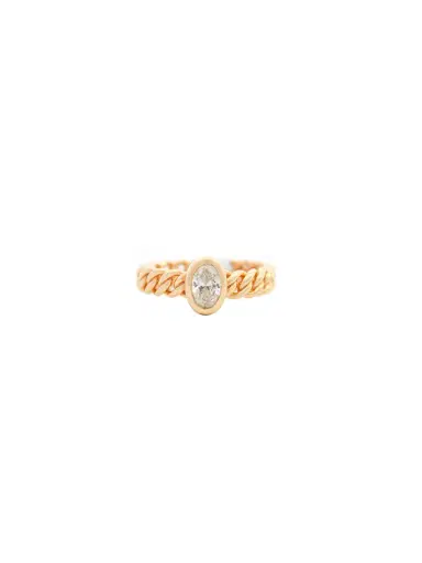 Wish Fine Jewelry 0.56ct Diamond 14K Gold Oval Cuban Chain Ring | Thumbnail 1 Wish Fine Jewelry 0.56ct Diamond 14K Gold Oval Cuban Chain Ring | Thumbnail 1