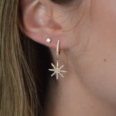 Wish Fine Jewelry 0.68ct Diamond 18K Gold Starburst Huggie Earrings | Thumbnail 2 Wish Fine Jewelry 0.68ct Diamond 18K Gold Starburst Huggie Earrings | Thumbnail 2