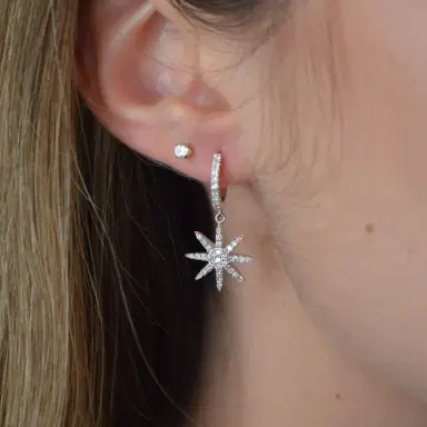 Wish Fine Jewelry 0.68ct Diamond 18K Gold Starburst Huggie Earrings | Thumbnail 4 Wish Fine Jewelry 0.68ct Diamond 18K Gold Starburst Huggie Earrings | Thumbnail 4