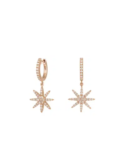 Wish Fine Jewelry 0.68ct Diamond 18K Gold Starburst Huggie Earrings | Thumbnail 1 Wish Fine Jewelry 0.68ct Diamond 18K Gold Starburst Huggie Earrings | Thumbnail 1