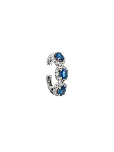 Wish Fine Jewelry 0.75ct Diamond Sapphire 18K Gold Three Stone Ear Cuff | Thumbnail 1 Wish Fine Jewelry 0.75ct Diamond Sapphire 18K Gold Three Stone Ear Cuff | Thumbnail 1